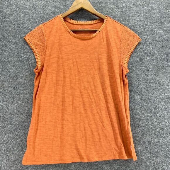Coldwater Creek T-Shirt Women M Medium Orange Crew Neck Short Sleeve Cotton - Picture 3 of 9